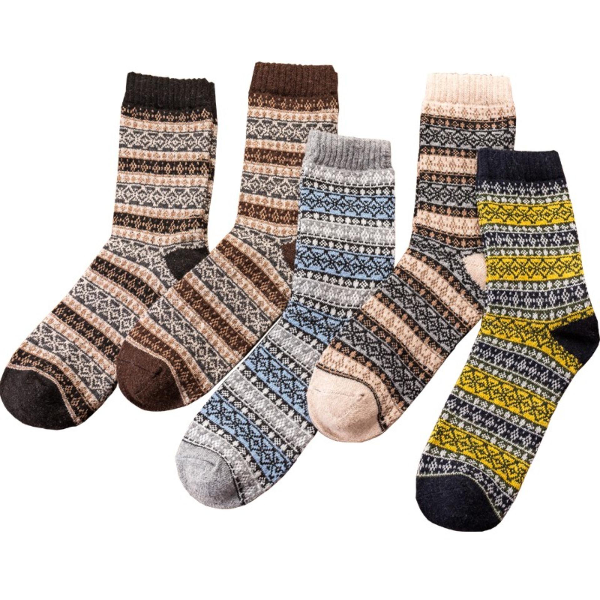 Bộ 5 đôi tất nam cao cổ họa tiết thổ cẩm  P3M4