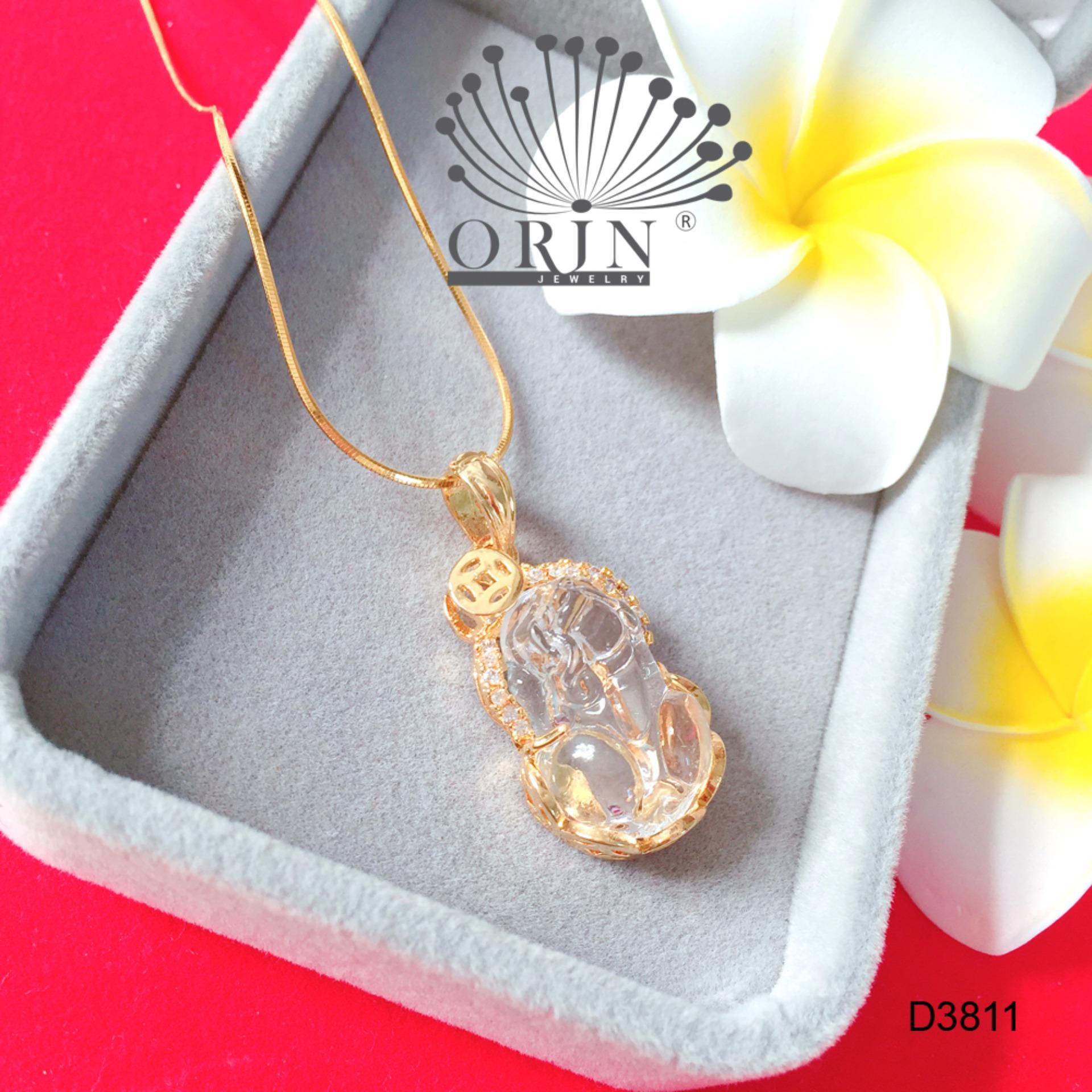 Dây chuyền tỳ hưu trắng tài lộc may mắn dây mì khóa tròn cao cấp Orin D3811 - Long Tien