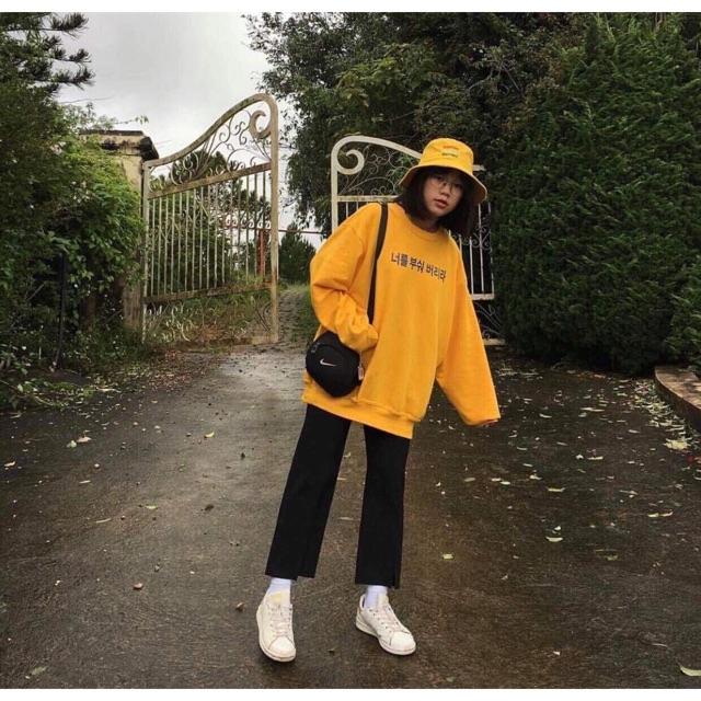 Áo Sweater tay dài chữ Hàn form Rộng