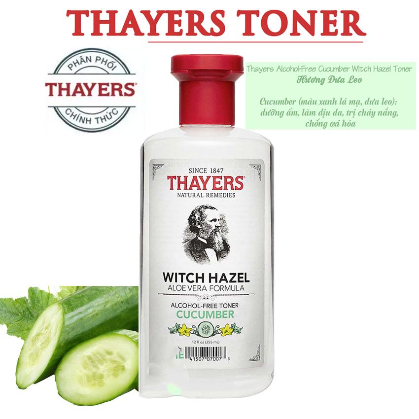 Nước Hoa Hồng Không Chứa Cồn Thayers Alcohol Free Witch Hazel Toner Cucumber dành cho nhờn và xóa mụn 355ml