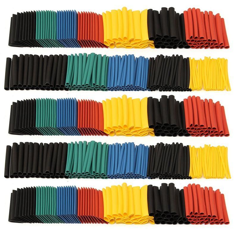280Pcs 5 Colors 8 Size Polyolefin 2:1 Halogen-Free Heat Shrink Tubing Tube Assortment Sleeving Tubes Wrap for Wrap Set Kits