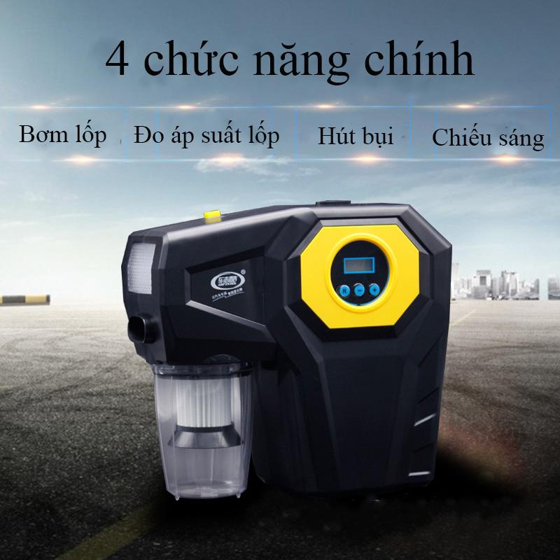 Máy bơm lốp và hút bụi oto đa năng Carzkool với 2 chế độ bơm và hút, đồng hồ điện tử cài được thông số bơm