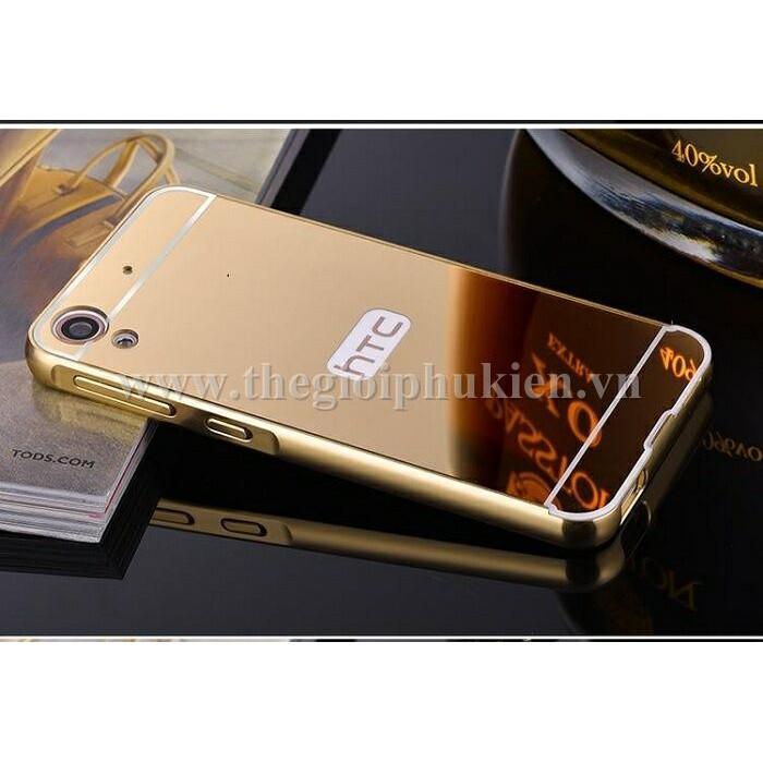 Ốp lưng tráng gương viền kim loại HTC Desire 826 bo tròn 24K