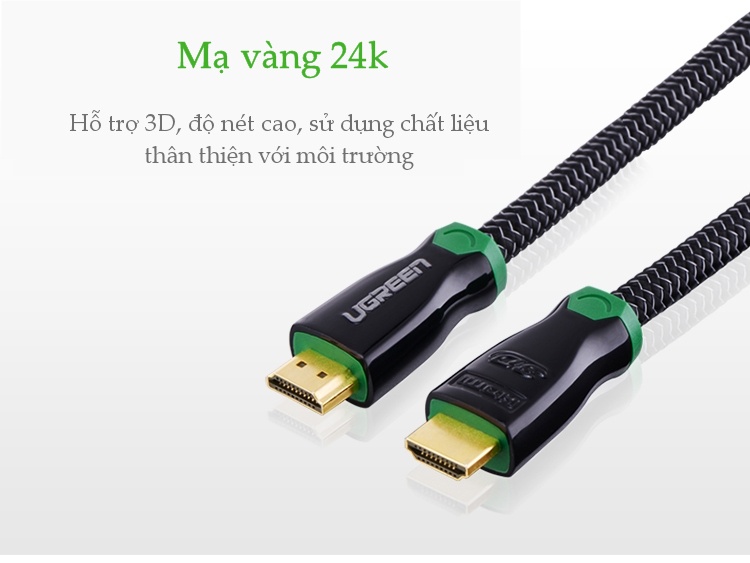 Cáp High-End HDMI 10.2Gbps 19+1 đồng đầu hợp kim, dài 1-12M UGREEN HD126 Cáp High-End HDMI 10.2Gbps 19+1 đồng đầu hợp kim, dài 1-12M UGREEN HD126