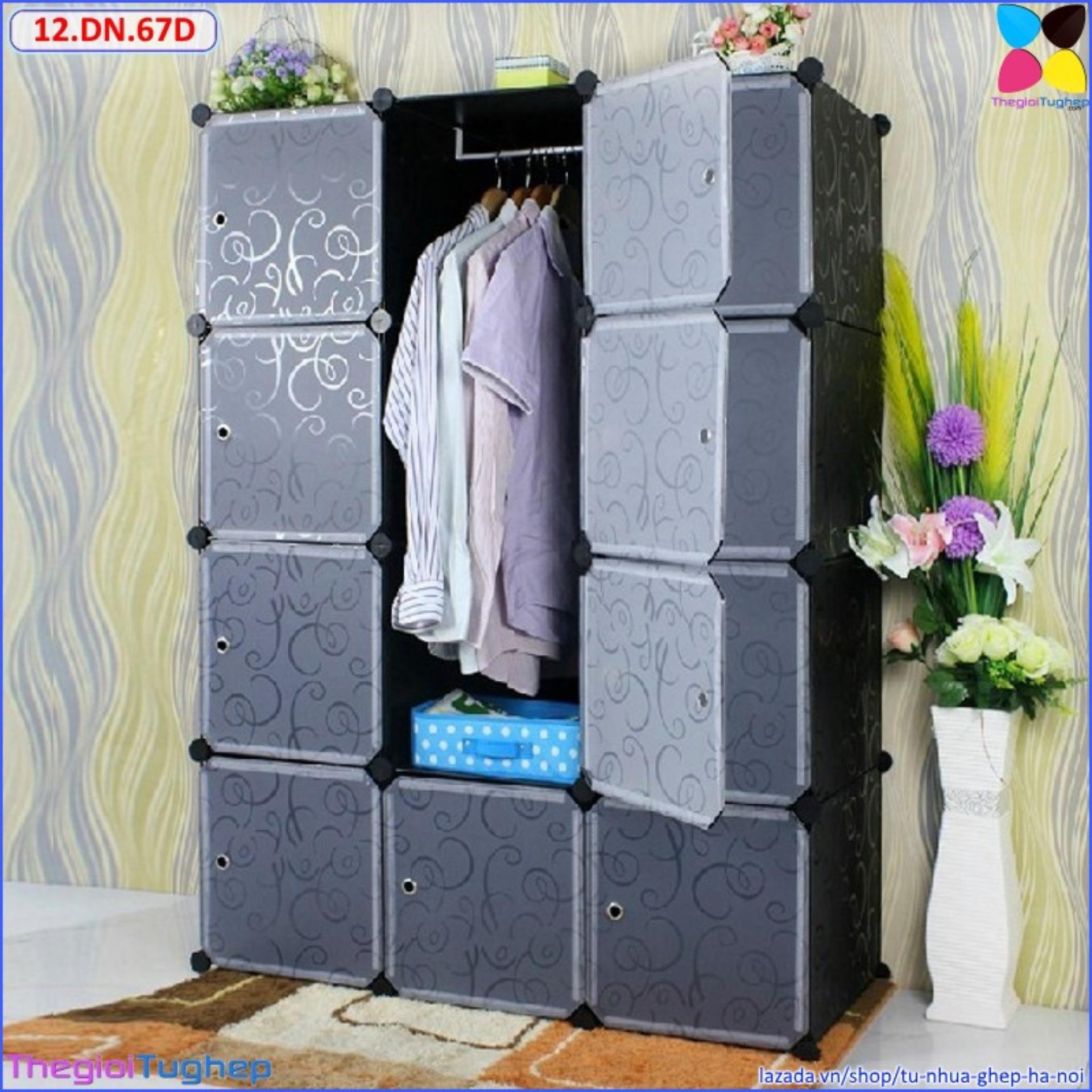 Tủ nhựa lắp ghép đa năng 12 ô, cánh trong -12.dn.67d