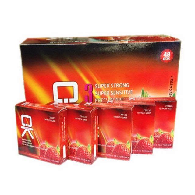 Bộ 5 Hộp Bao Cao Su OK Mùi Hương Dâu Tây ( Hộp 3 chiếc )