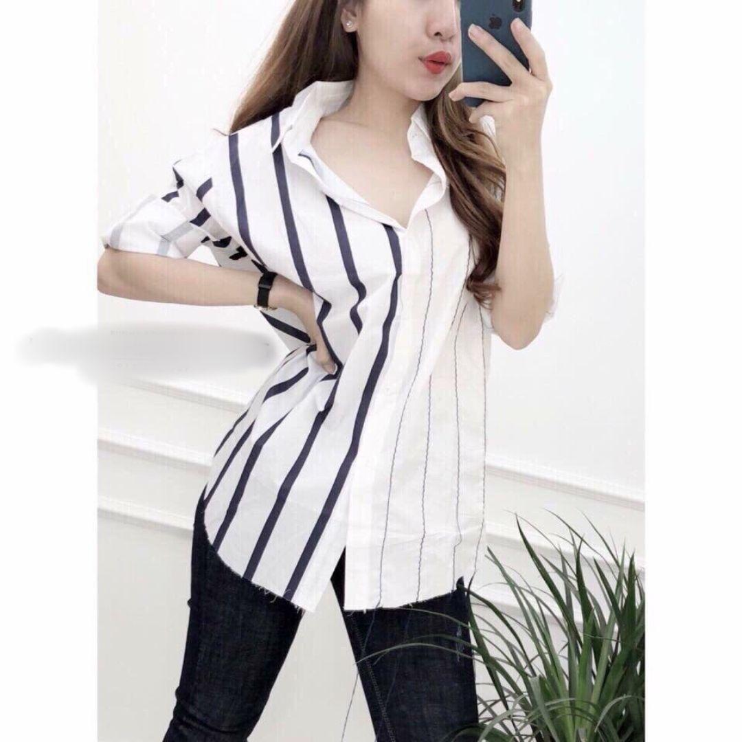 Áo sơ mi nữ phối sọc SM793