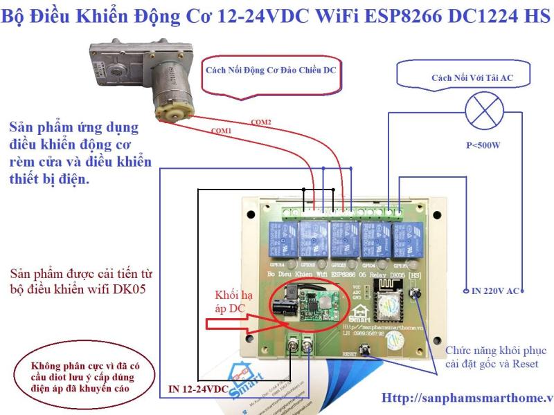 Bộ Điều Khiển Động Cơ 12-24VDC WiFi ESP8266