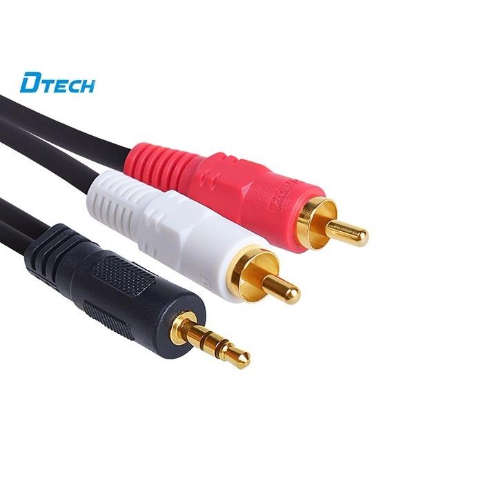 Cáp âm thanh dtech jack 3.5 ra 2 bông sen av 1.5 mét dt-6211