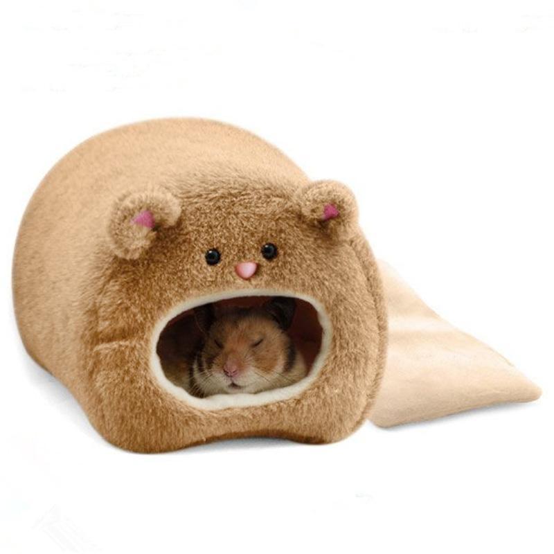 SYD # Hamster Mùa Đông Ấm Lồng Hình Gấu Lông Cừu Nhà có Giường Ngủ cho Thú Cưng Nhỏ