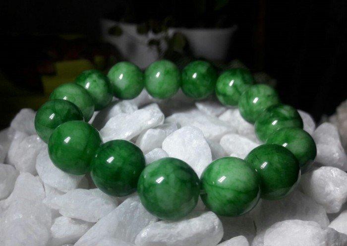 VÒNG TAY ĐÁ THẠCH ANH XANH LÁ CÂY HẠT TO - ĐÁ PHONG THỦY