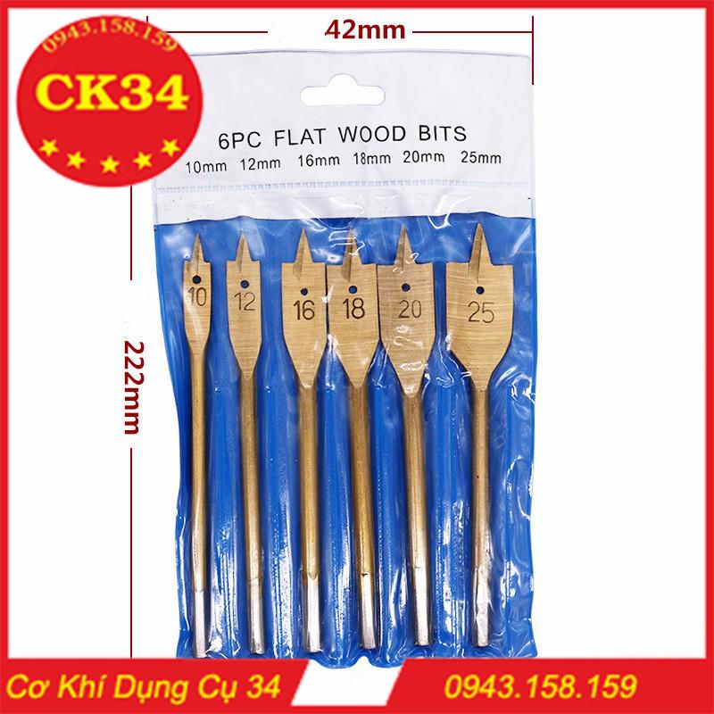 Bộ 6 mũi khoan khoét gỗ đuôi cá chuyên dụng