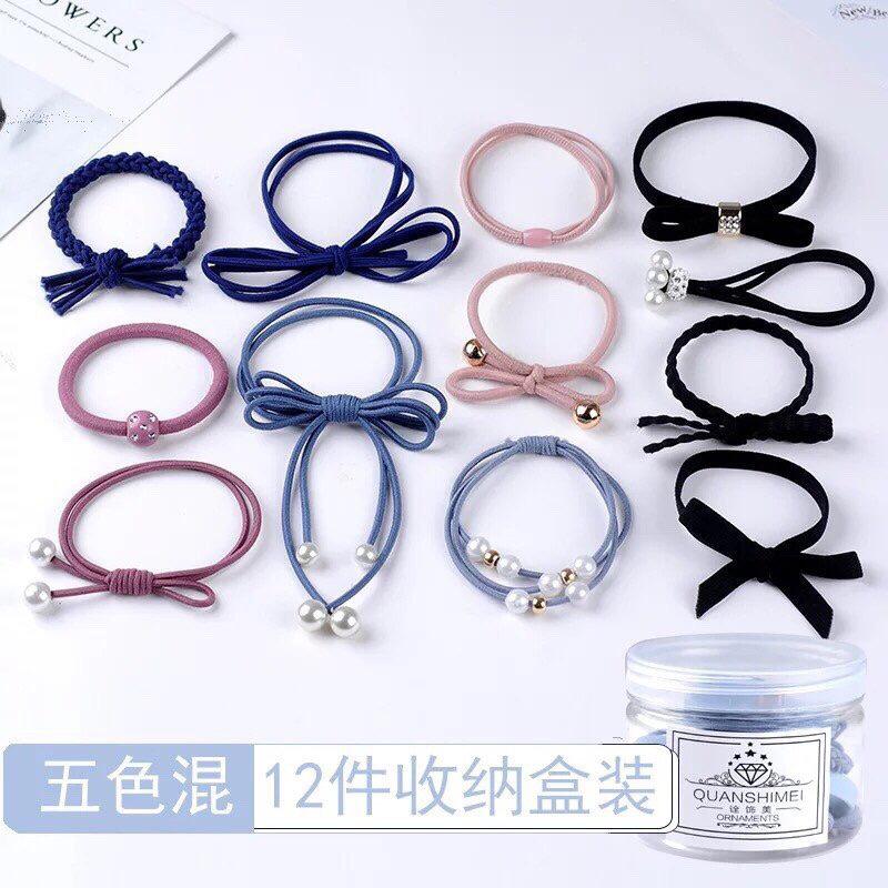 Combo 5 Hộp 12 dây buộc tóc cá tính cho bạn gái