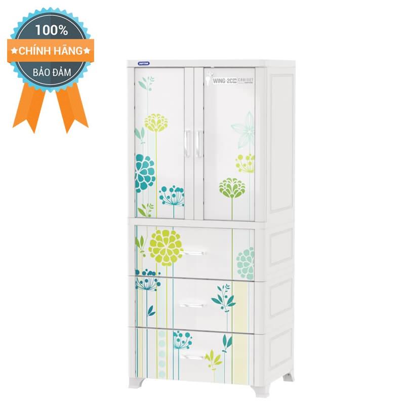 Tủ nhựa Wing Duy Tân 2 Cánh 3 Ngăn Kem - TẶNG 10 MÓC ÁO NHỰA DUY TÂN