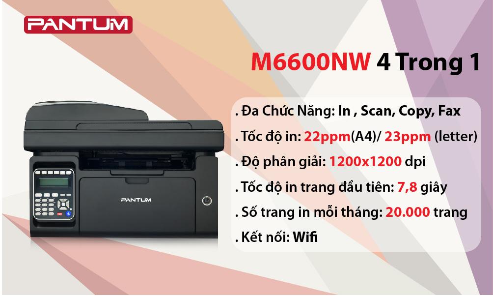 Máy in laser đơn sắc đa năng Pantum M6600NW