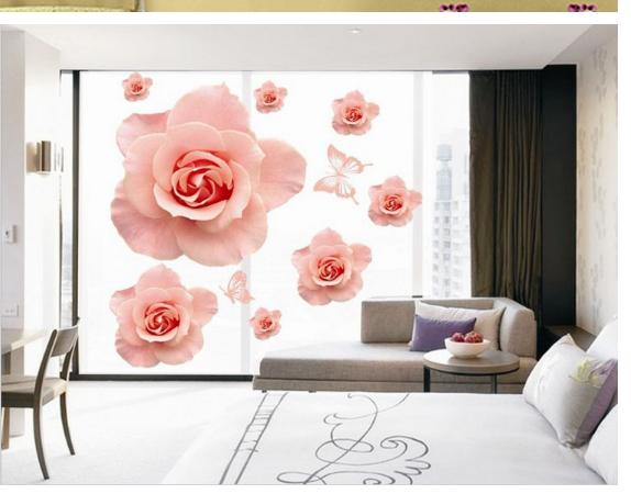 Decan dán tường Hoa hồng phấn bông rời-AY889-69