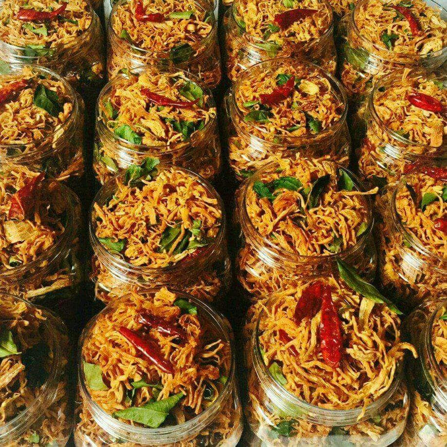 HỦ 350G Khô gà sấy lá chanh siêu ngon, siêu rẻ, chất lượng, ăn liền, ăn là ghiền, ngon, rẻ, sỉ, dạo, ăn vặt, combo, mứt, hot, tết, tôm, cua, cá, mực, bạch tuộc,heo, bò, gà,