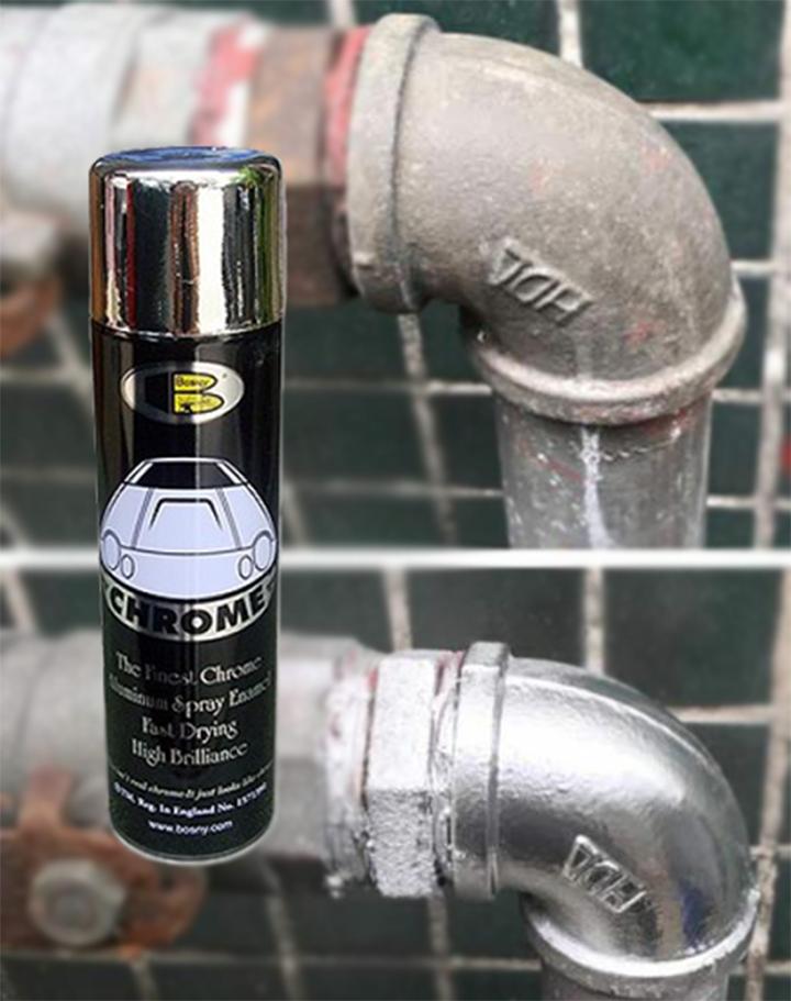 Sơn xịt mạ inox chrome Bosny - inox mờ nhám