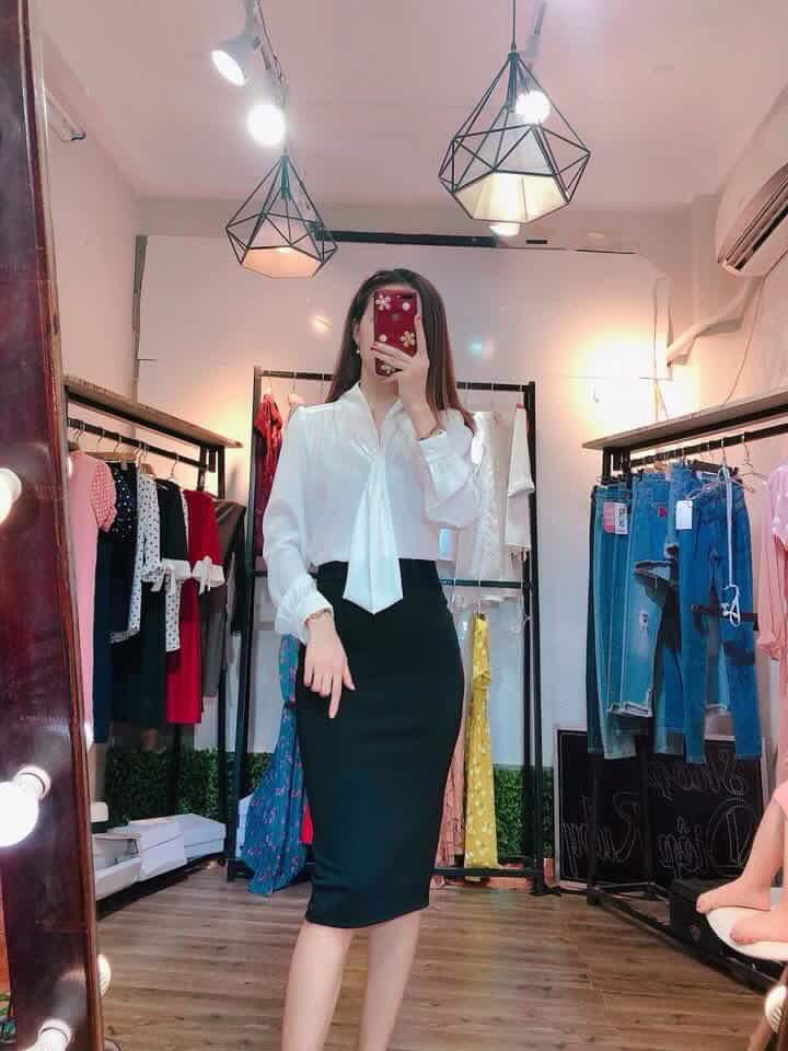 Áo sơ mi cổ thắt cách điệu