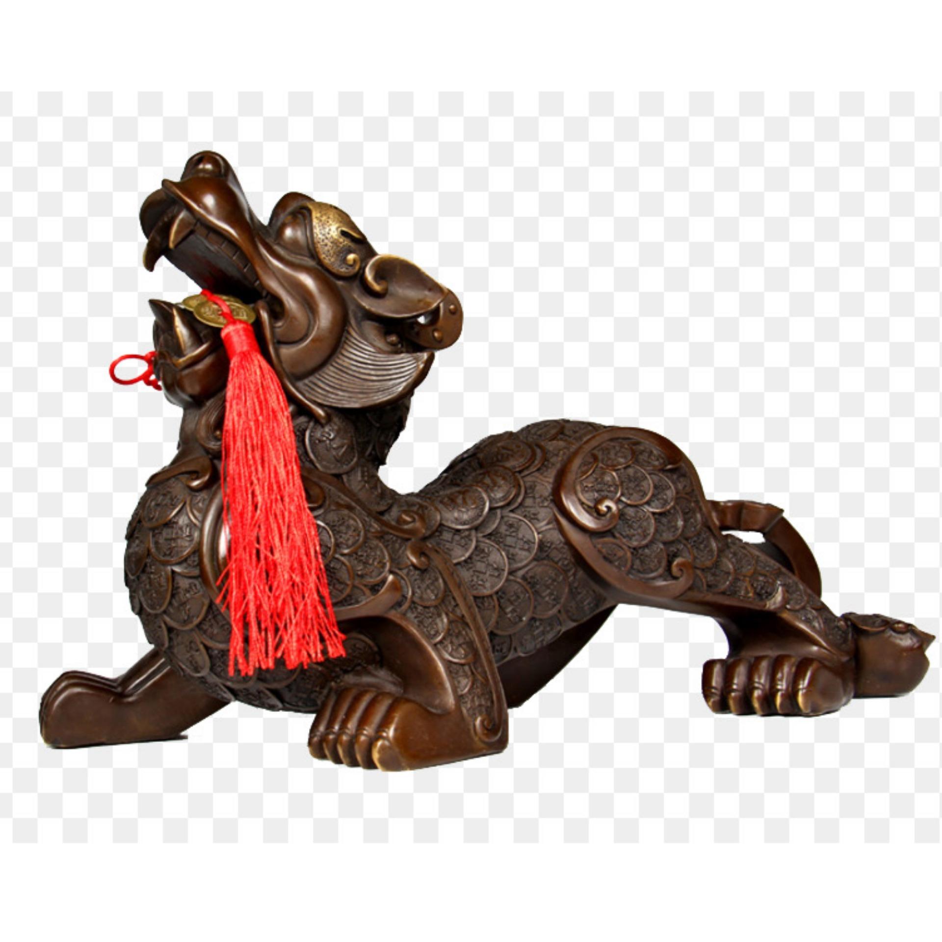 Tượng Tỳ hưu tiền xu - Chất liệu bằng đồng thau nặng 800g dài 18cm cao 13cm -Linh vật phong thuỷ tài lộc và hóa giải sát khí