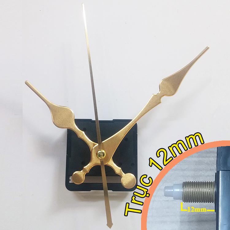 Bộ kim vàng 12cm và Máy đồng hồ treo tường loại tốt - Kim trôi trục 12mm
