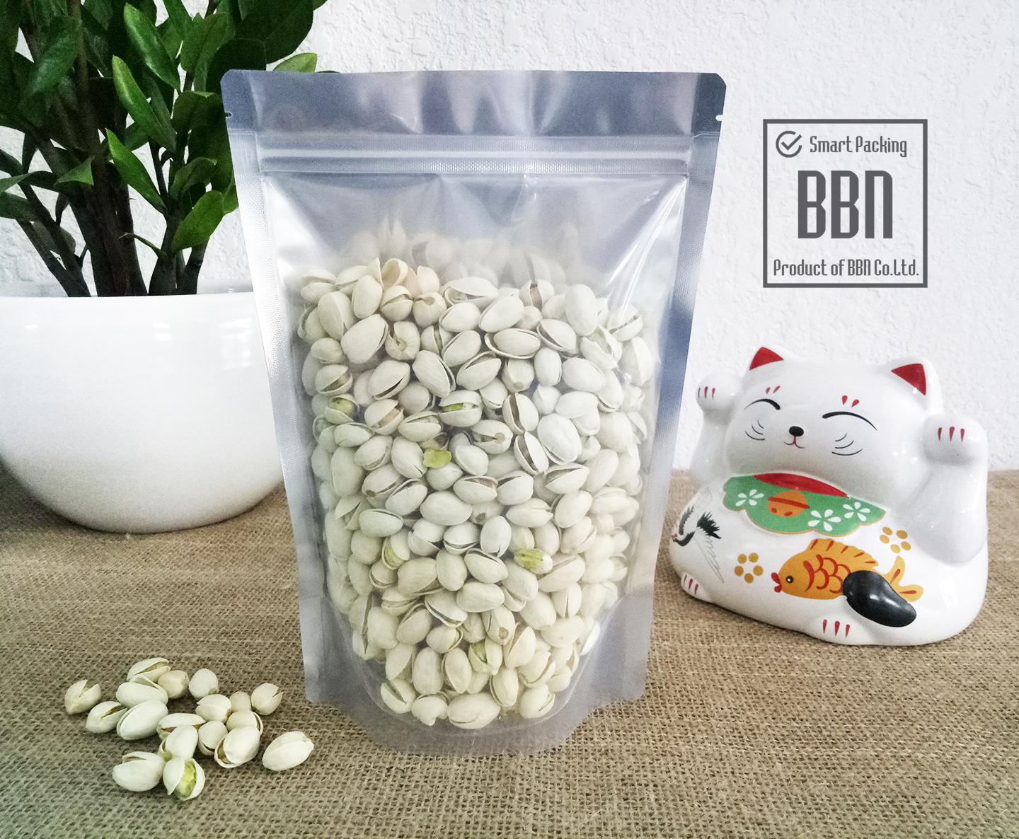 Túi zipper mặt trong mặt bạc 18x26cm đựng 500g hạt