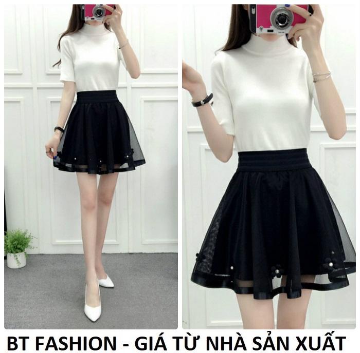 Chân Váy Xòe Lưới Ngắn Duyên Dáng Thời Trang Hàn Quốc - BT Fashion (VA02A- Lưới)