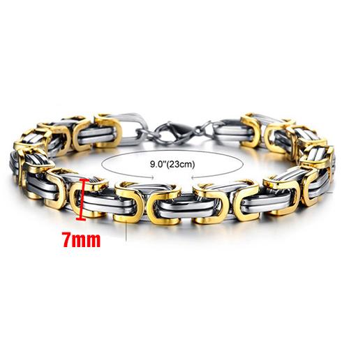 Freeship Lắc tay nam inox mạ vàng vuông 7ly BHLT55