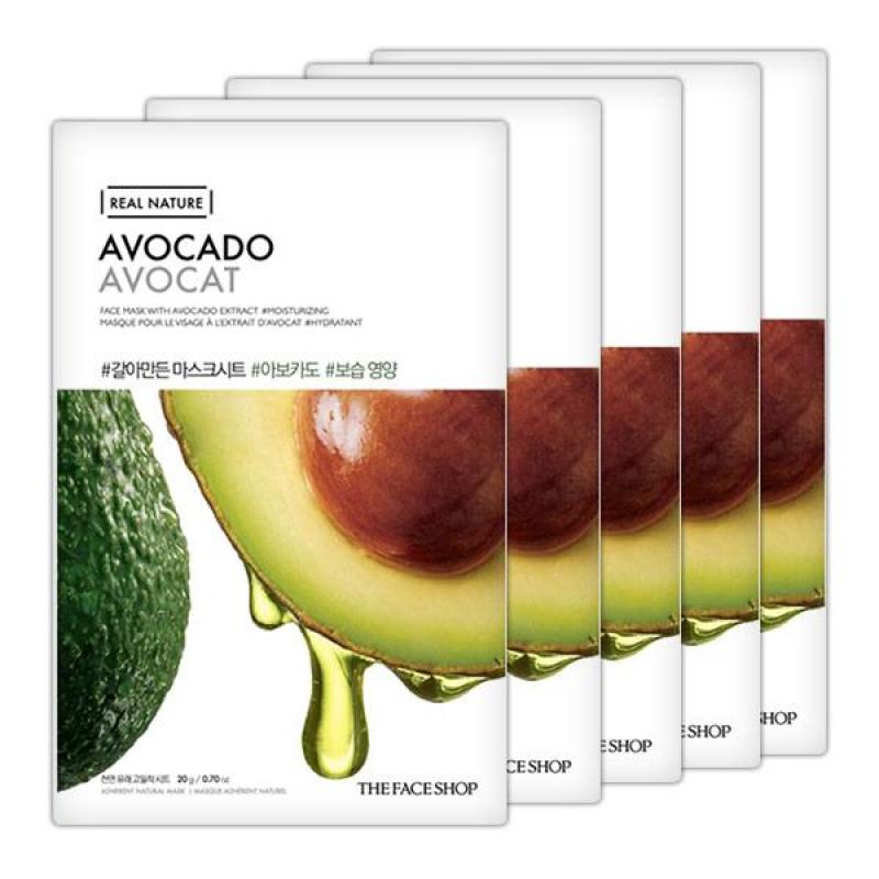 Combo 5 Mặt Nạ Dưỡng Ẩm The Face Shop Real Nature Avocado 20g x 5 nhập khẩu