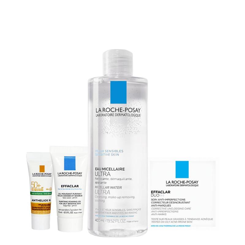 Bộ sản phẩm nước tẩy trang làm sạch sâu giàu khoáng dành cho da nhạy cảm La Roche Posay Micellar Water Ultra Sensitive Skin 400ML