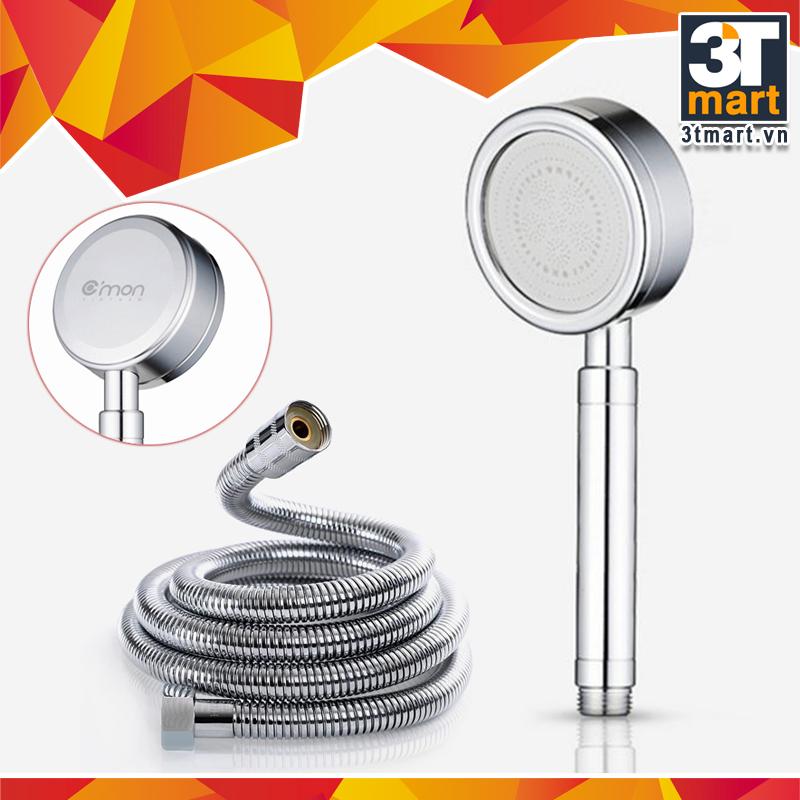 Bộ tay sen siêu tăng áp 400% CMON TS-01 + dây sen inox (bạc)