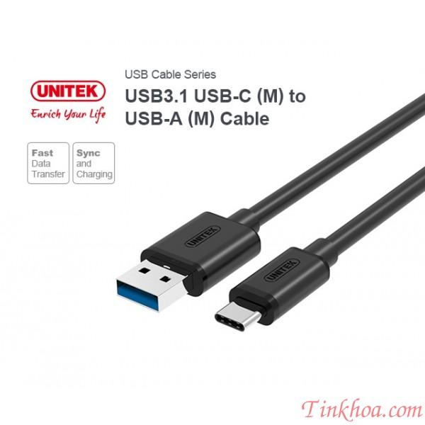Cáp sạc type c ra usb 3.0 unitek yc474bk