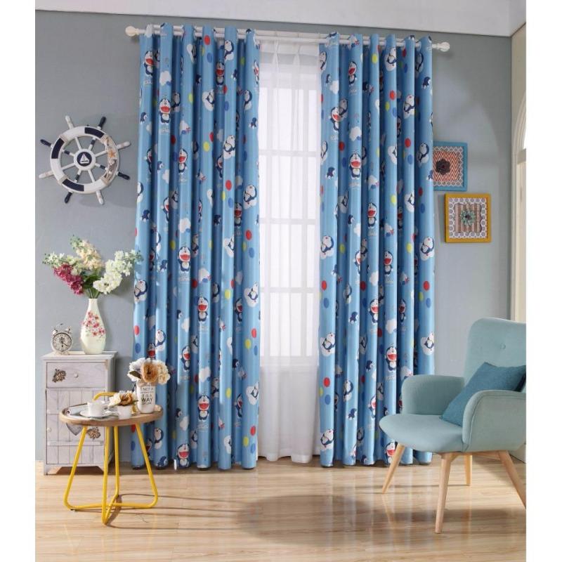 Rèm cửa cao cấp họa tiết đô rê mon 1m ngang x 1.35m cao, sản phẩm có thể giặt rửa thoải mái không xù lông, bay màu.