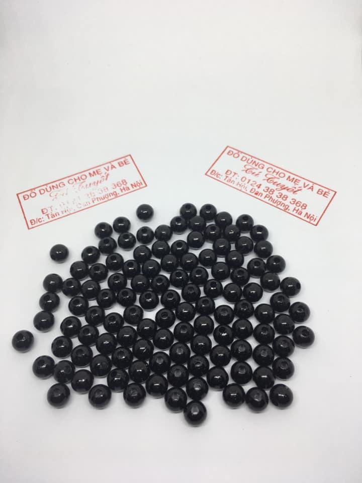 combo 100 hạt trai nhựa đen size 8mm làm vòng tay