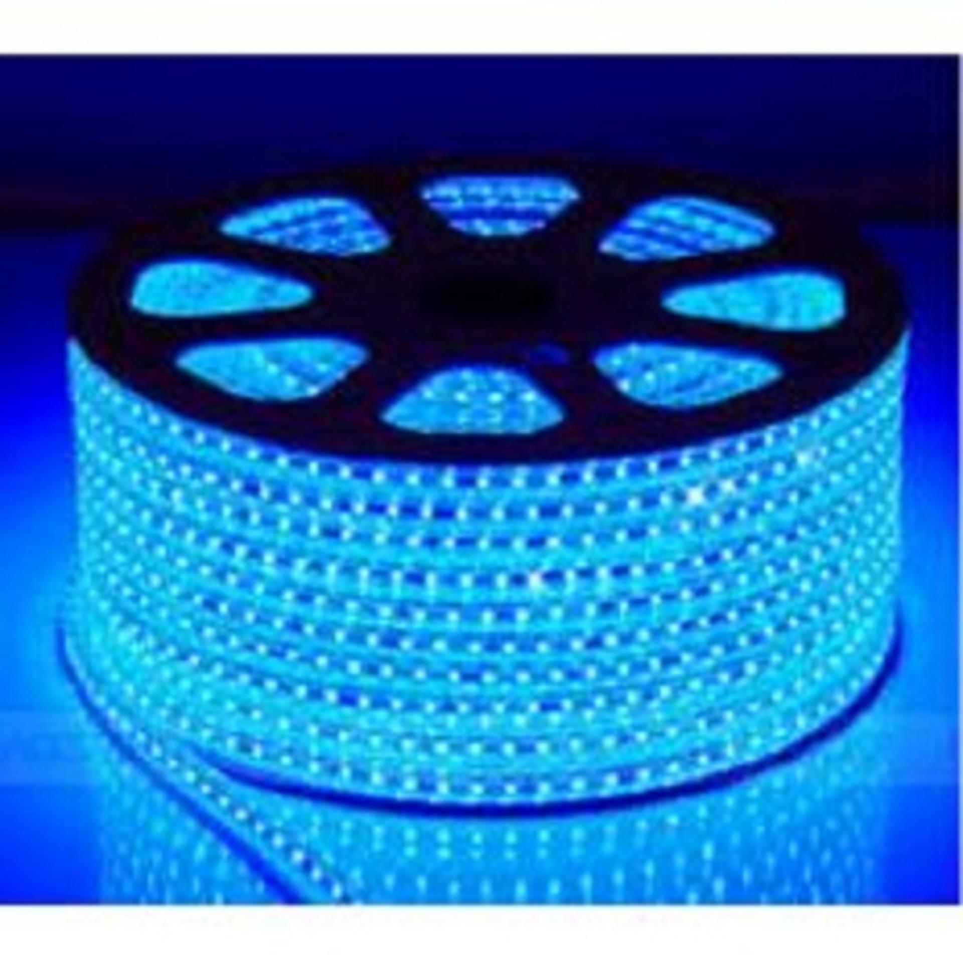 Cuộn đèn led dây 5050/220V dài 100m màu xanh dương và 1 đầu nối dây nguồn