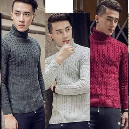 Áo len nam cổ lọ vặn thừng