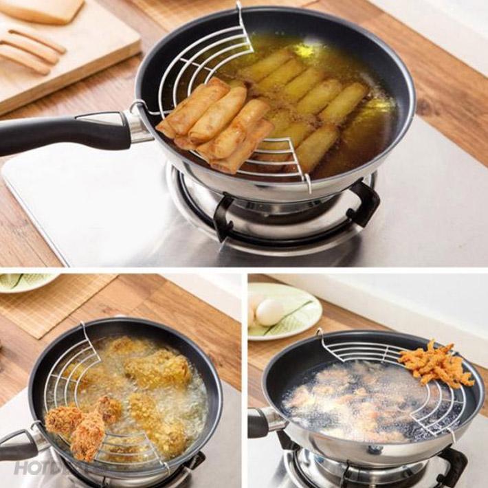 Combo 2 vỉ gác chảo rán inox tiện dụng - kmart