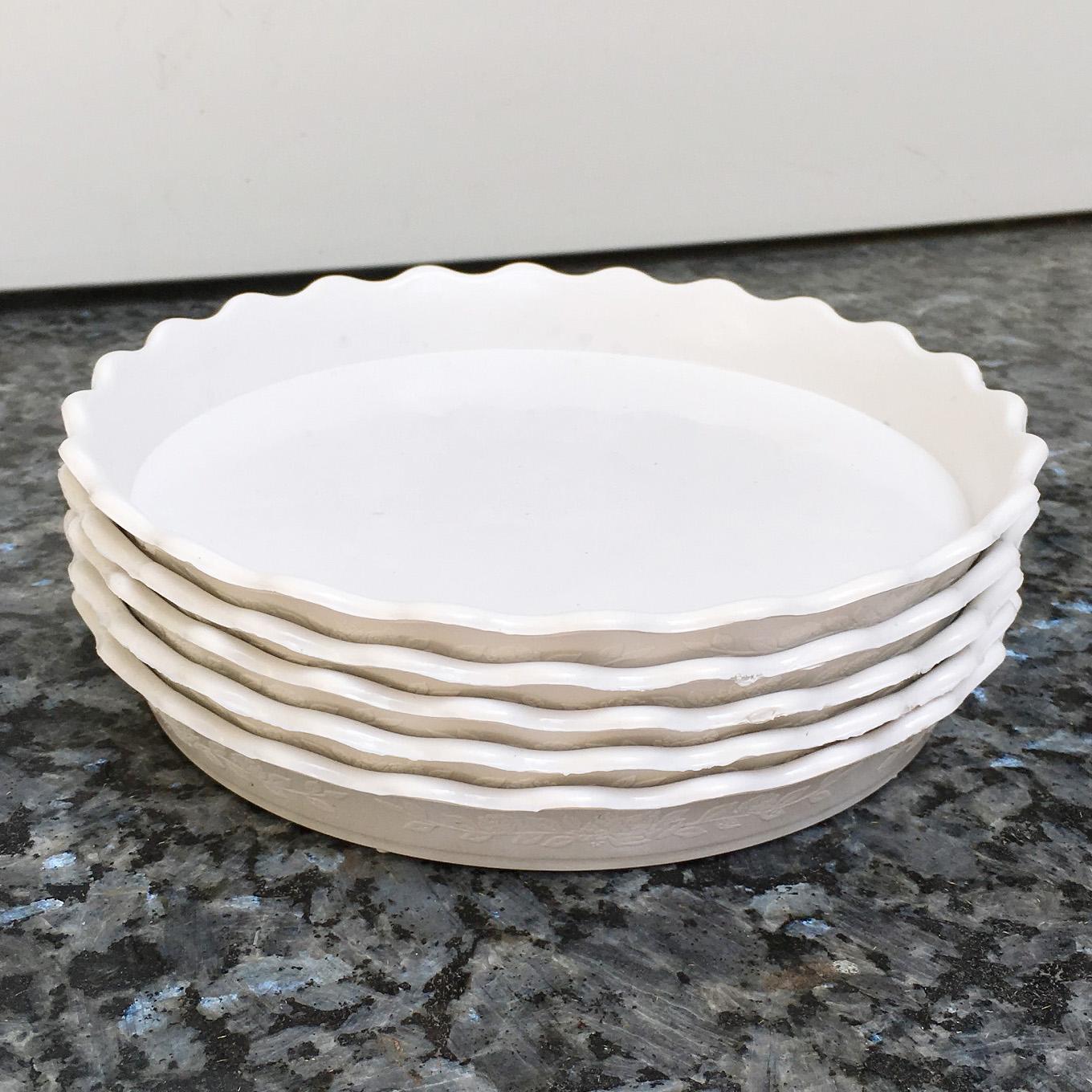 [HCM]Bộ 5 đĩa lót chậu hoa màu trắng đường kính 18cm