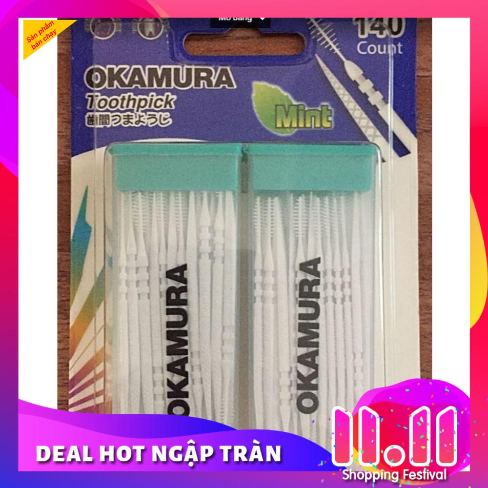 Tăm nhựa nha khoa cao cấp tiện dụng Nhật bản gói 140 que - Okamura (Japan)