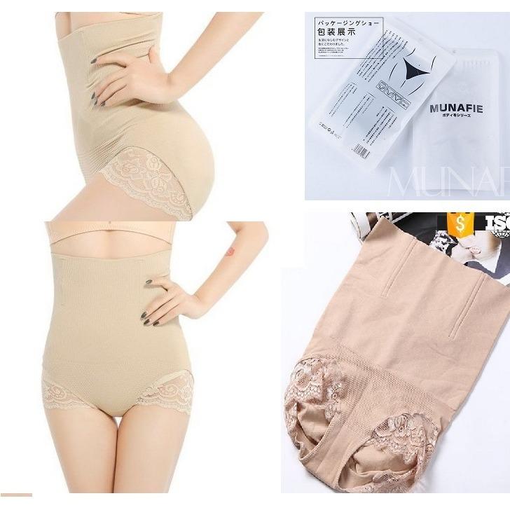 Quần gen bụng Viền Ren có thanh chống cuộn Nhật Bản Màu Da