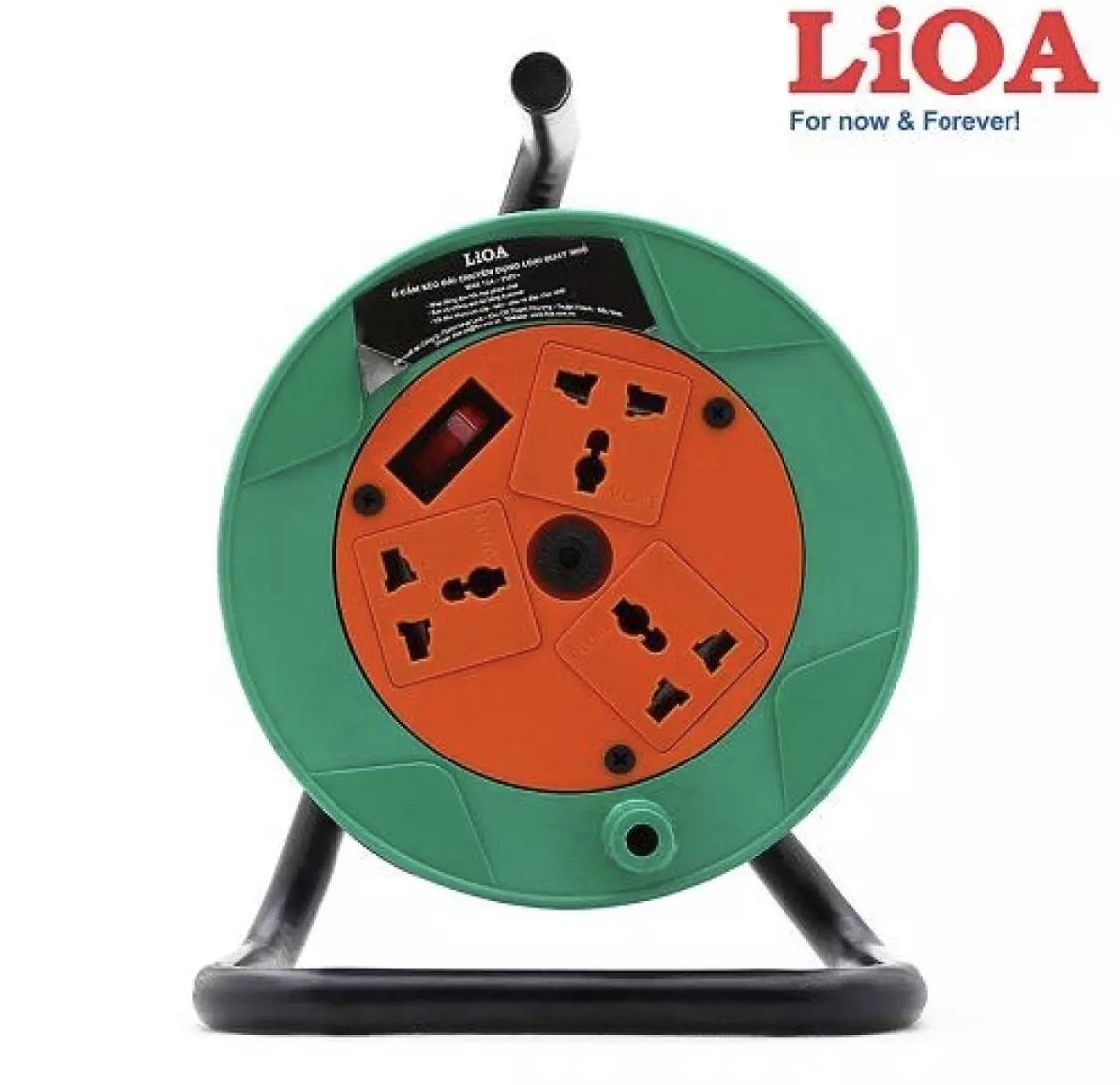 Ổ cắm kéo dài lioa quay tay kiểu rulo - 15a 20m dây - qn20-2-15a