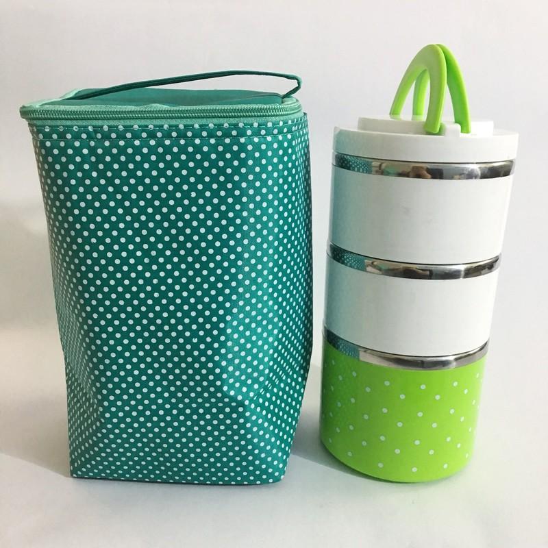 Combo Hộp cơm 3 tầng và túi giữ nhiệt 2