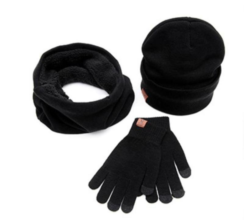 Bộ găng tay cảm ứng mũ len và khăn cổ lọ nam ấm áp tiện dụng cho mùa đông New 2020