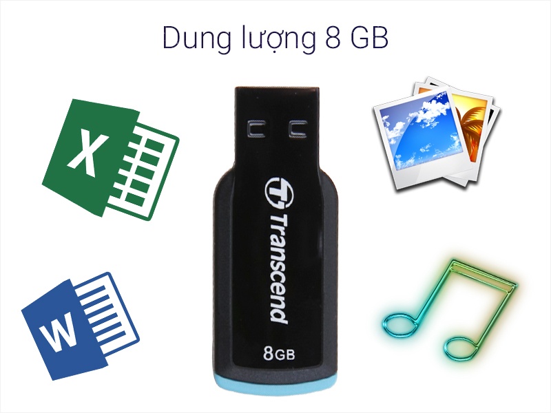 USB 8GB 2.0 Transcend JetFlash 360 - Dung lượng 8 GB