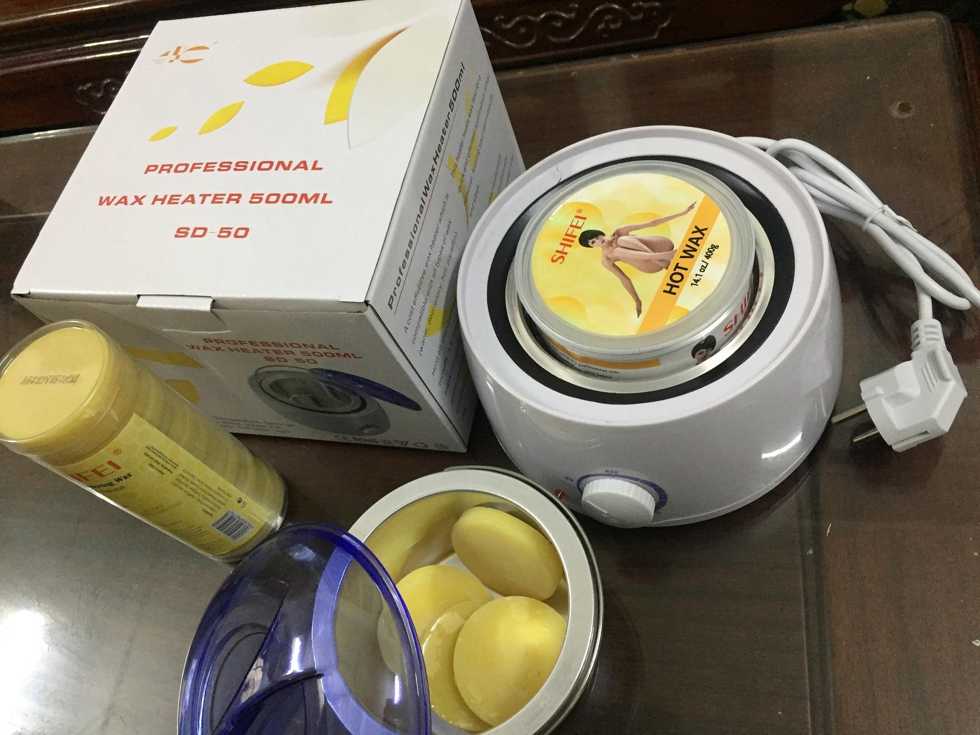 Bộ sáp wax lông nóng cứng + sáp nóng lỏng + nồi wax điện.