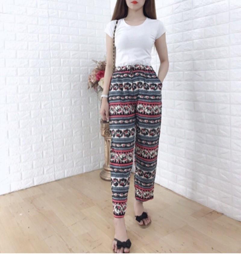 Ảnh thật - Bộ 2 Quần lanh xuông, thổ cẩm có size lớn cho người 65kg