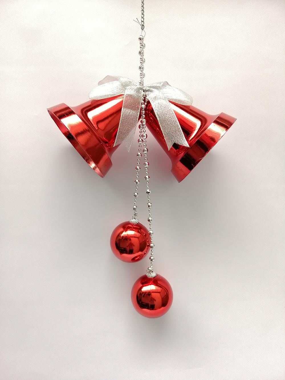 Chùm chuông đôi trang trí giáng sinh trơn 1 màu đường kình 8cm