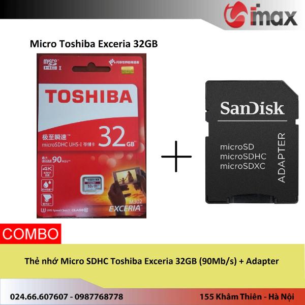 Thẻ nhớ Micro SDHC Toshiba Exceria 32GB (90Mb/s) + Adapter