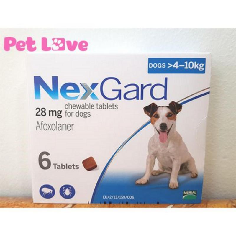 1 hộp thuốc NexGard (6 viên) trị ghẻ, viêm da, ve rận (chó từ 4 - 10kg)