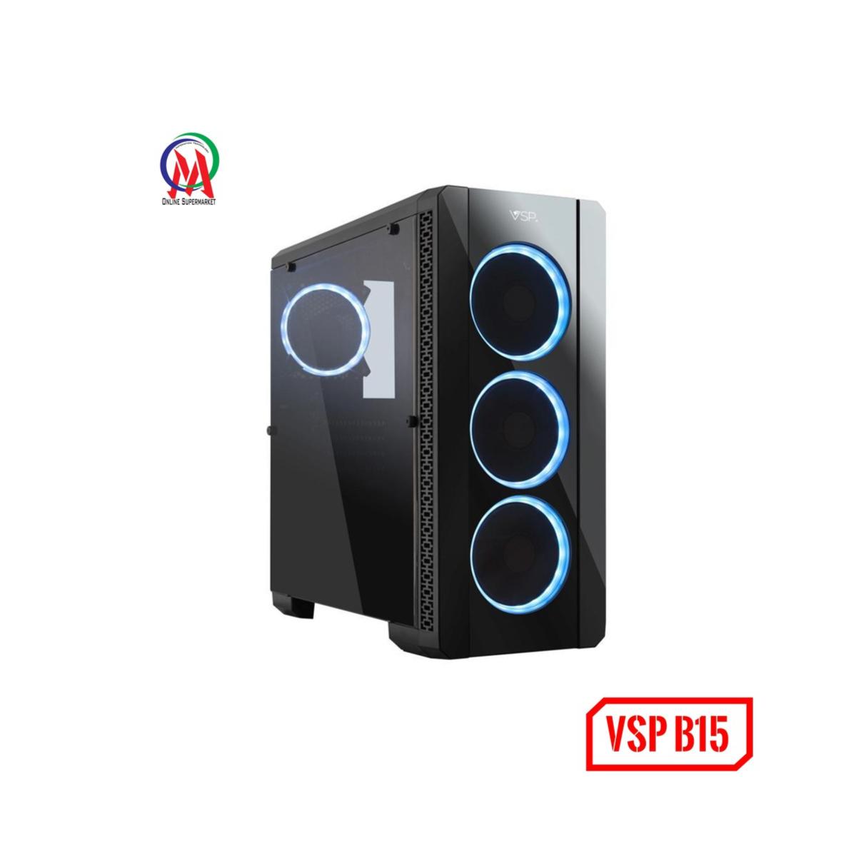 Vỏ case máy tính vsp chassis b15 mặt gương-nắp hông trong suốt